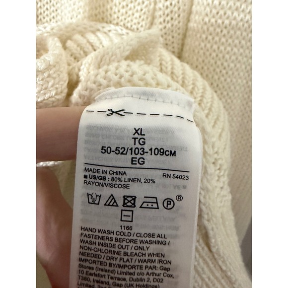 Banana Republic Womens Cream Linen Blend V Neck Button Up Cardigan Sweater XL - Picture 4 of 5